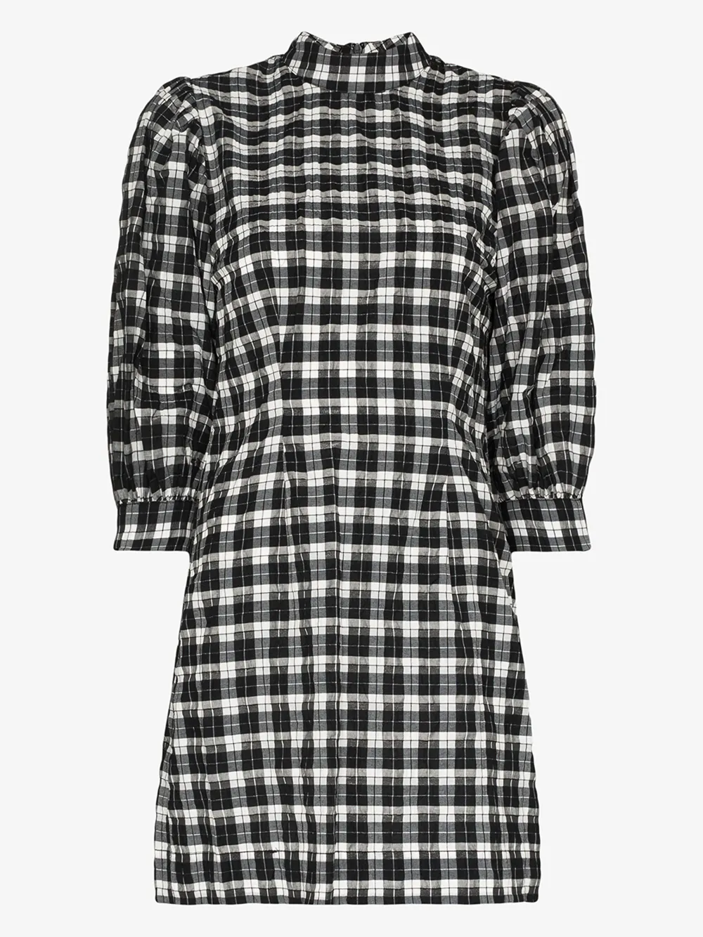 GANNI SEERSUCKER CHECK MINI DRESS,F495914614321