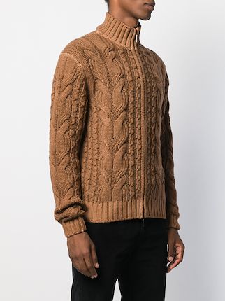 zipped cable knit jumper展示图