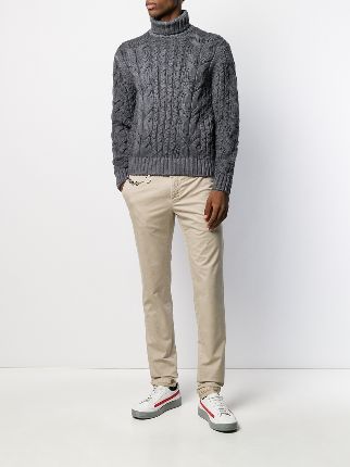 roll neck cable knit sweater展示图