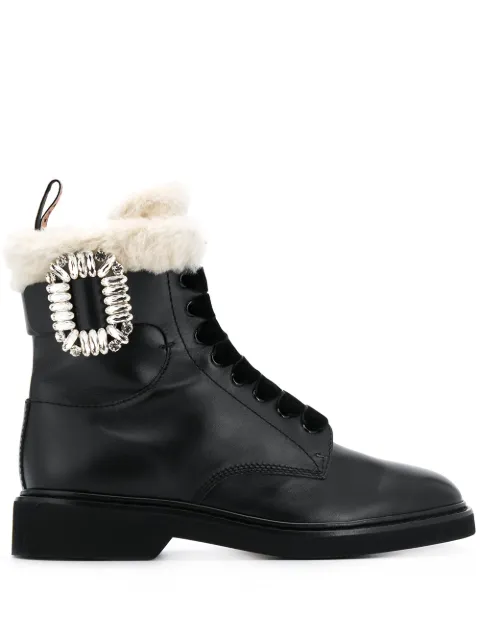 Roger Vivier Viv' Rangers Fur ankle boots