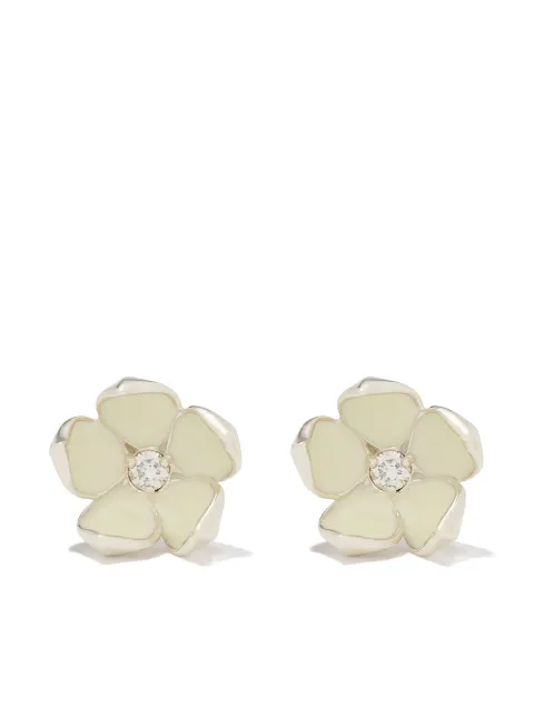 Shaun Leane silver Cherry Blossom diamond large flower stud earrings