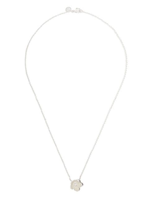 Shaun Leane Silver Cherry Blossom diamond large flower pendant necklace