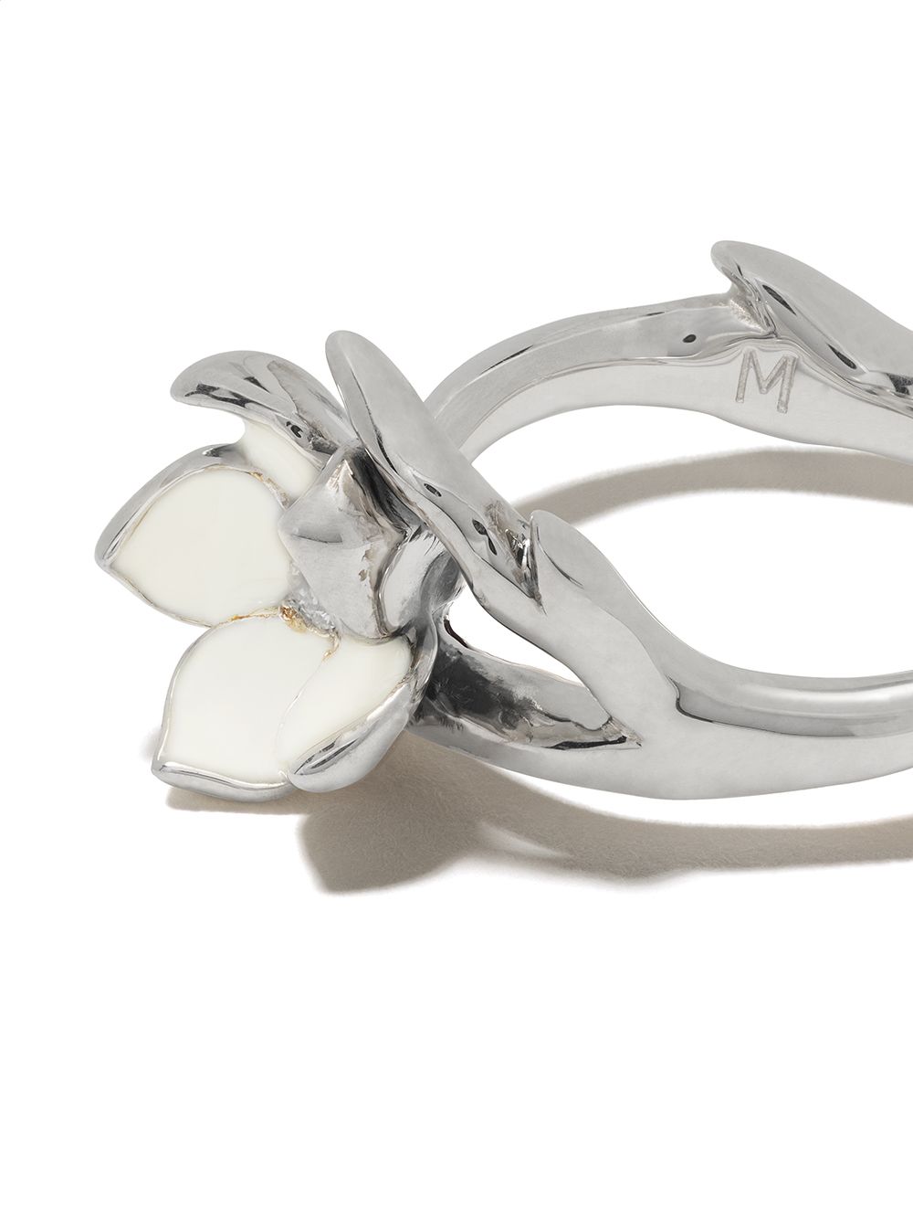 Shop Shaun Leane Silver Cherry Blossom Diamond Flower Ring In Sterling Silver