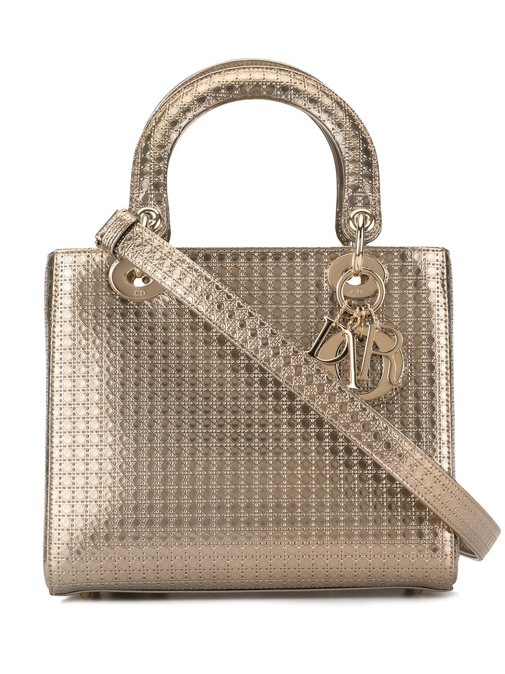 Pre-owned Dior Lady  Mini Bag In Gold
