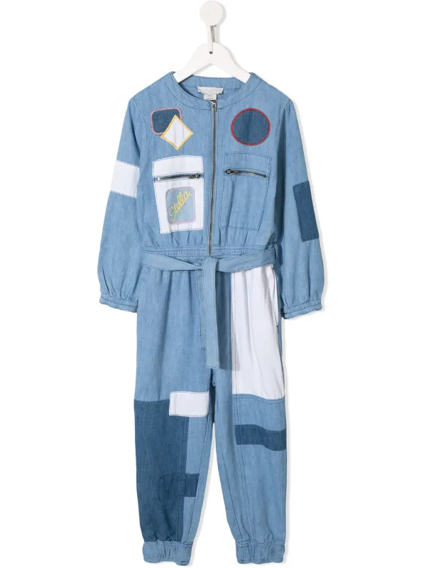patchwork denim jumpsuit