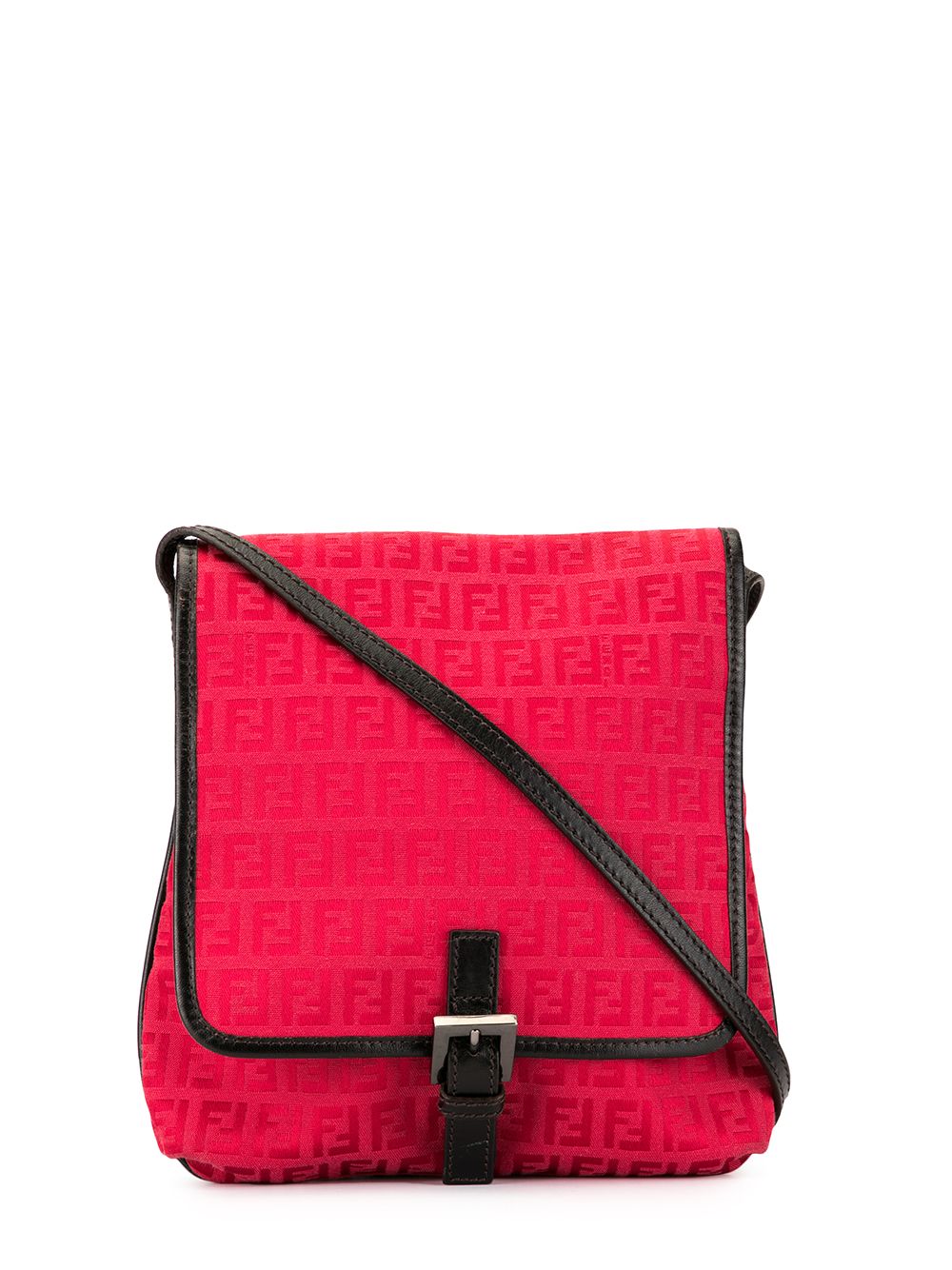 Pre-owned Fendi Zucchino Pattern Crossbody Bag In Red