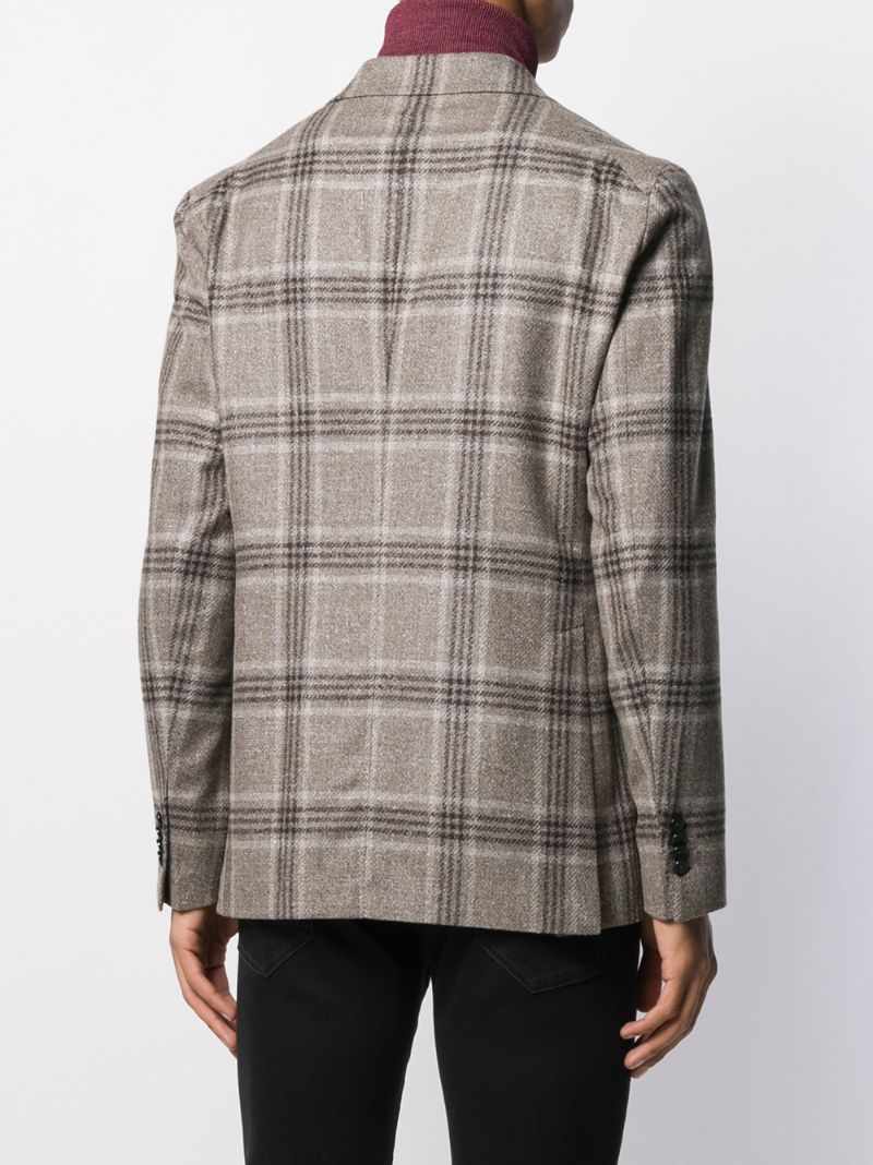 Shop Tagliatore Checked Double-breasted Blazer In Brown