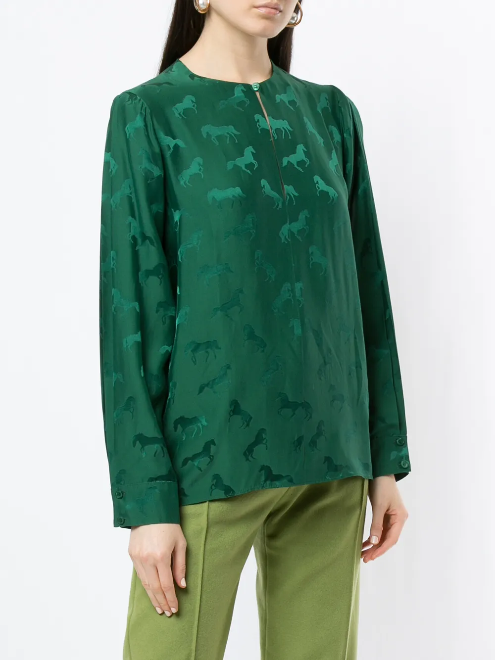 Stella McCartney Blouse met jacquard Groen