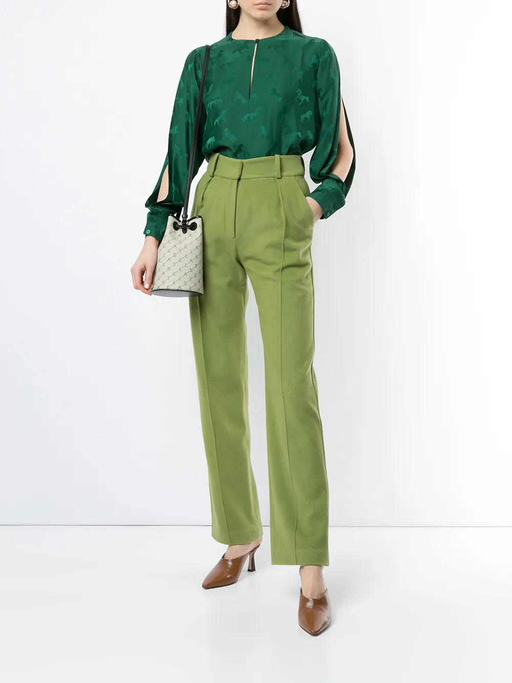 Stella McCartney Blouse met jacquard Groen