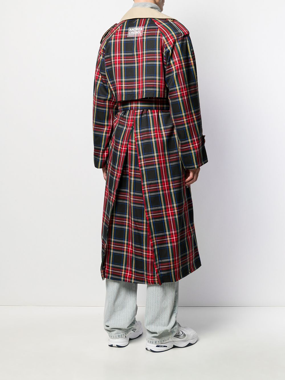 фото Andrea Crews tartan panelled trench coat