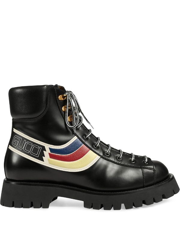 Gucci Graphic Print Lace Up Boots Ss20 