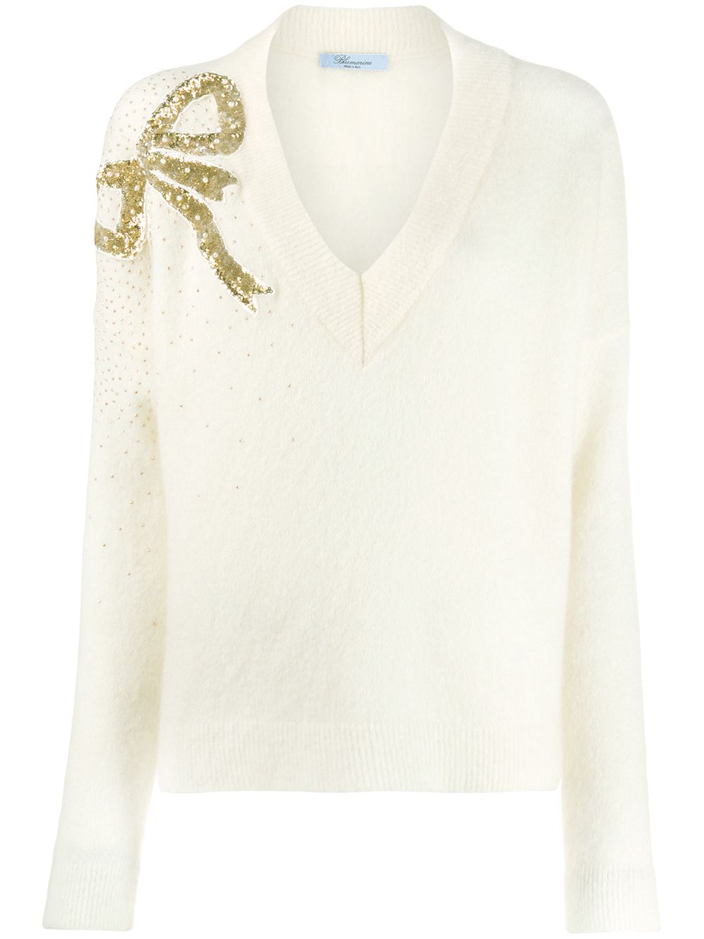 фото Blumarine bow embellished v-neck jumper