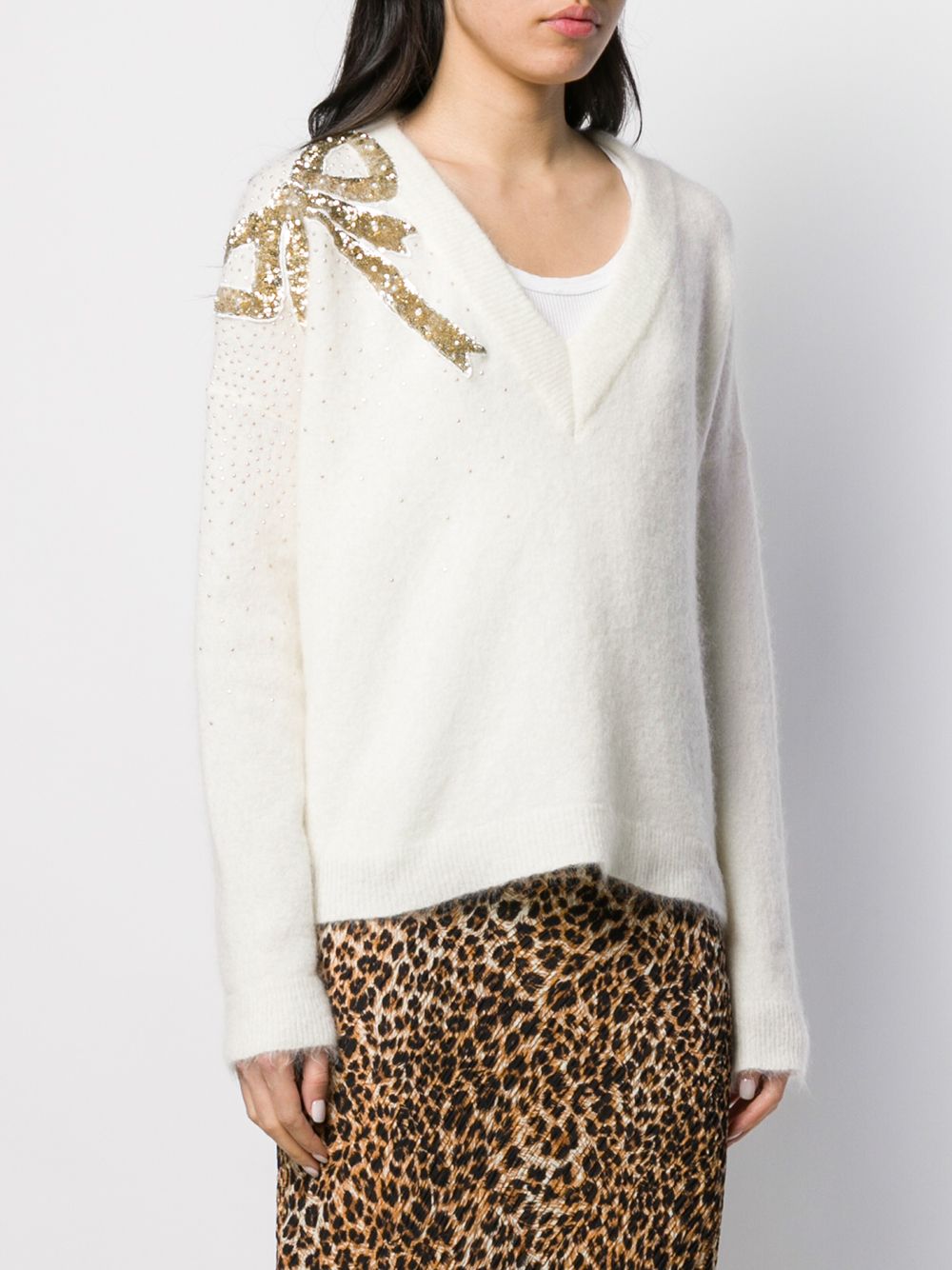 фото Blumarine bow embellished v-neck jumper