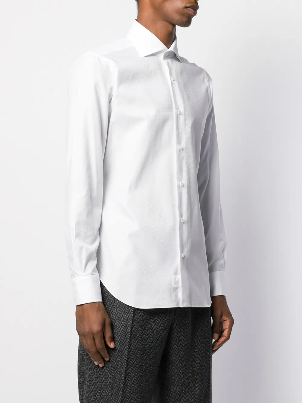 Barba Overhemd met puntkraag Wit