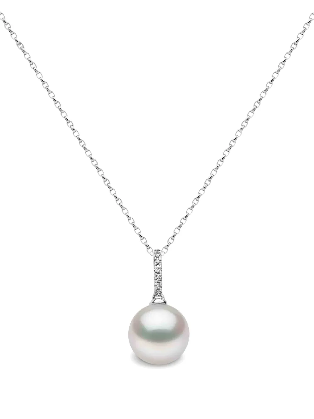 Yoko London 18kt white gold Classic freshwater pearl and diamond pendant necklace · OS