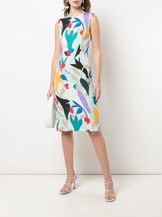 floral-print sleeveless sheath dress展示图