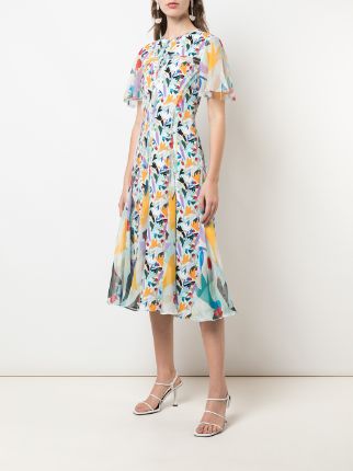 floral-print collarless shirt dress展示图