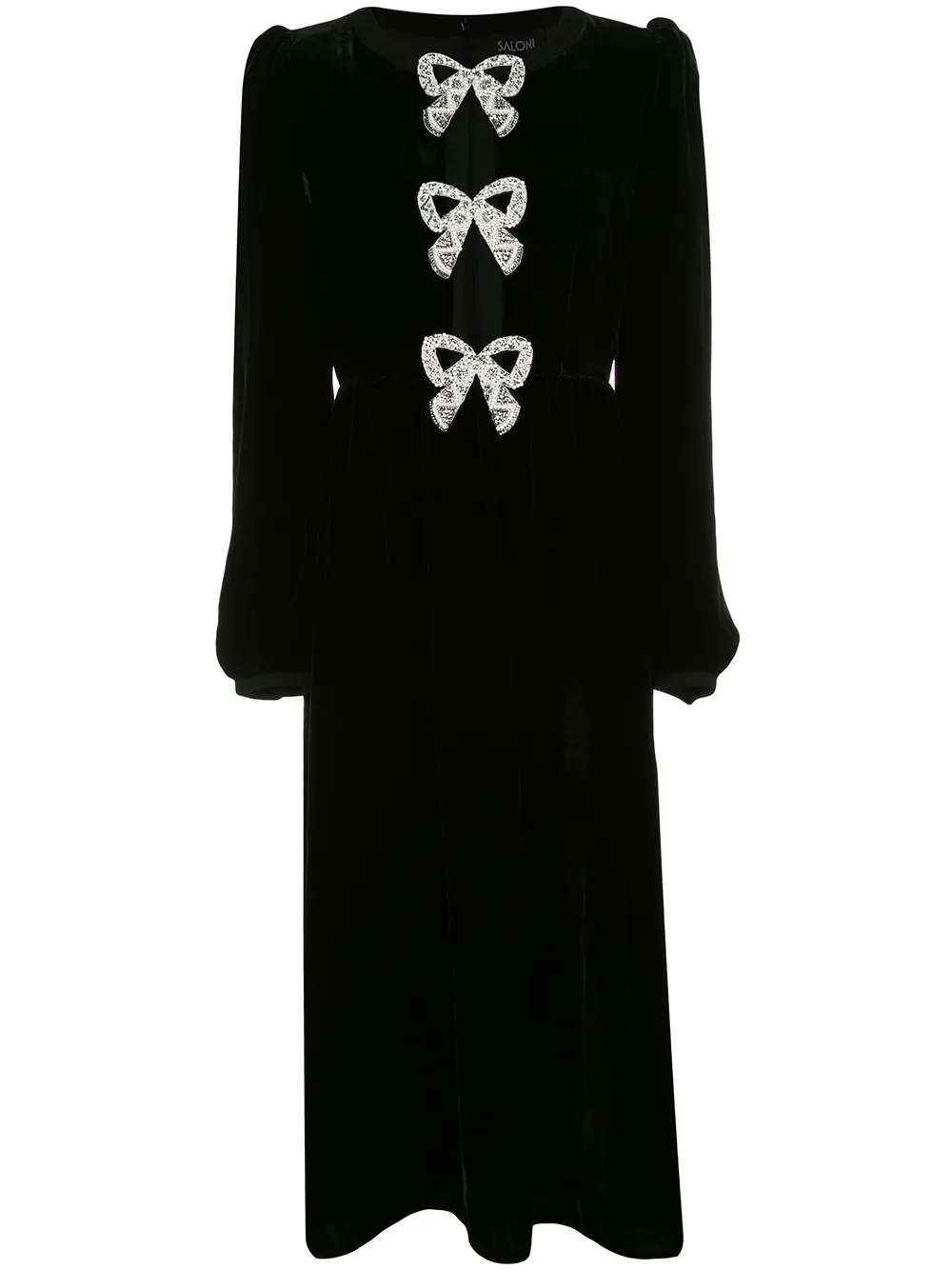 Saloni Camille Cutout Embellished Velvet Jumpsuit In Black