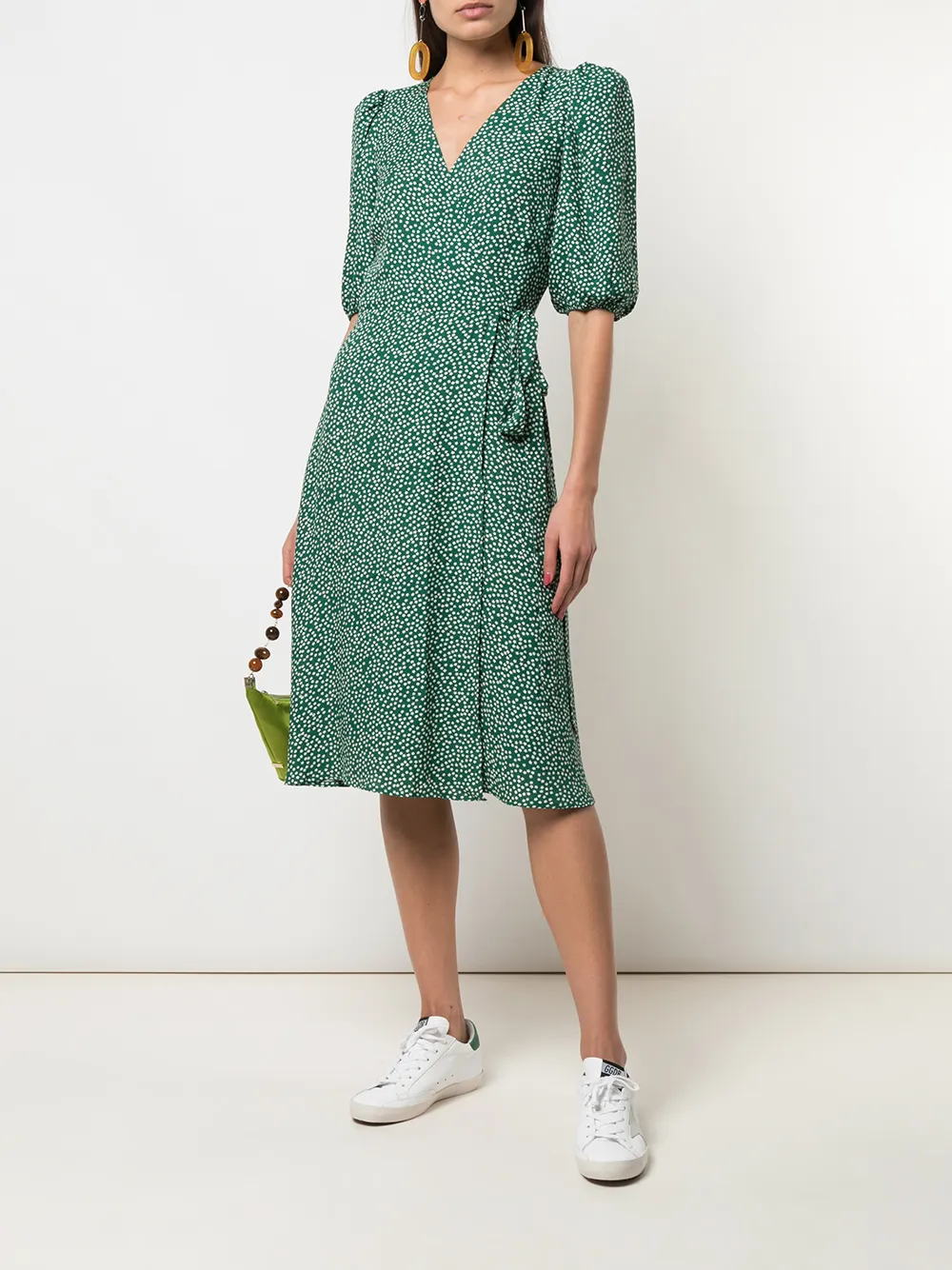 reformation green wrap dress