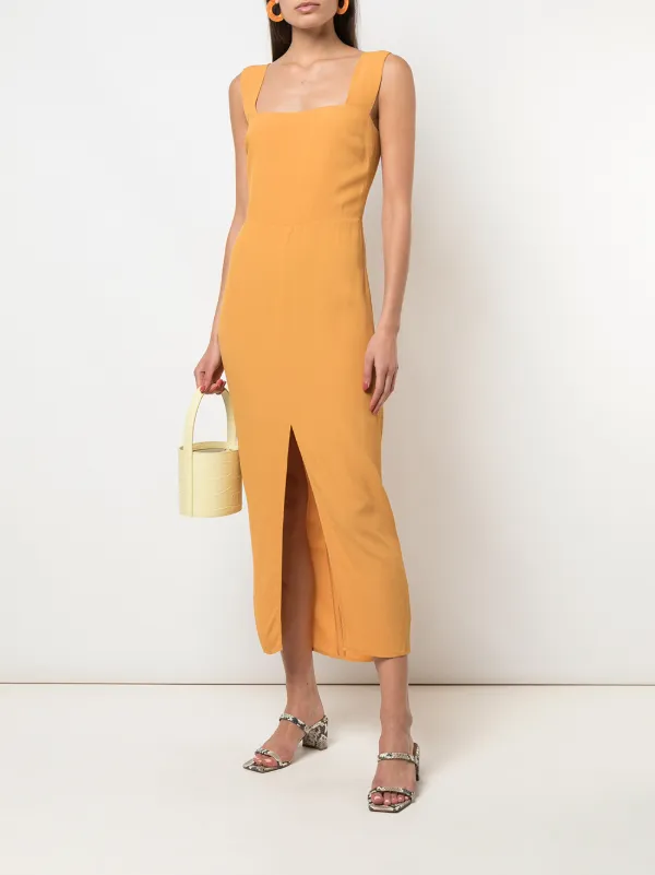front slit midi dress