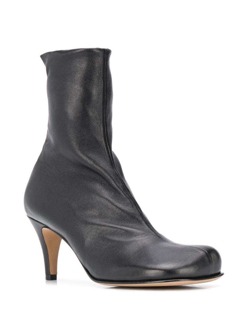 Shop Bottega Veneta Heeled Square-toe Ankle Boots In Black