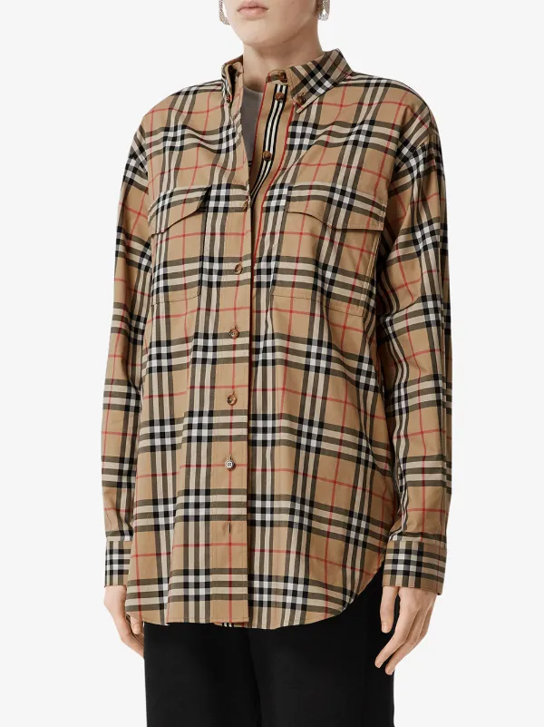 burberry check stretch cotton shirt