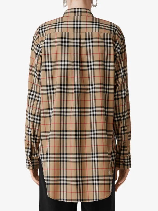 Burberry Vintage Check Stretch Cotton Oversized Shirt - Farfetch