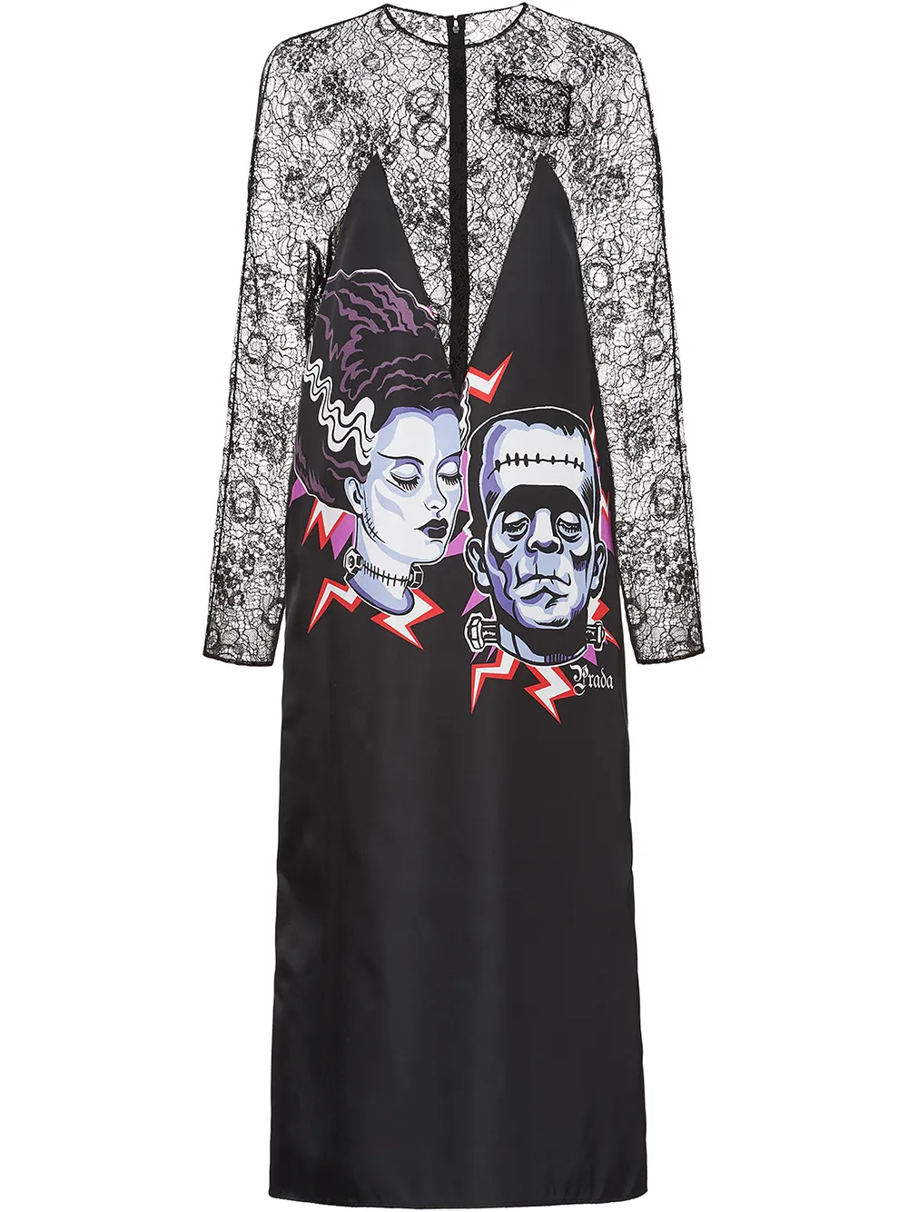 Prada Kleid Mit Chantilly-Spitze WhZ5M h7ptS Prada Kleid Mit Chantilly-Spitze WhZ5M h7ptS