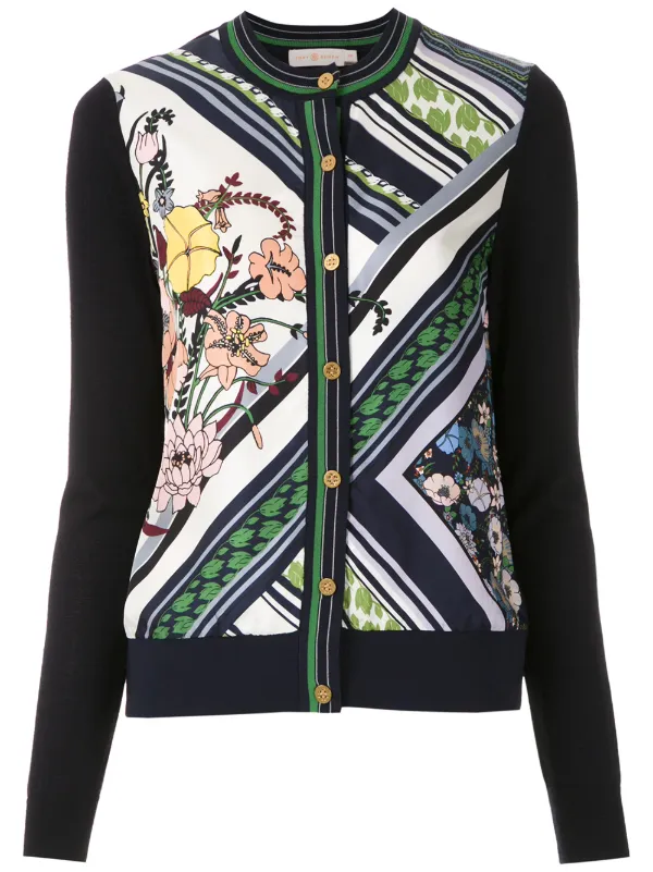 tory burch silk front cardigan