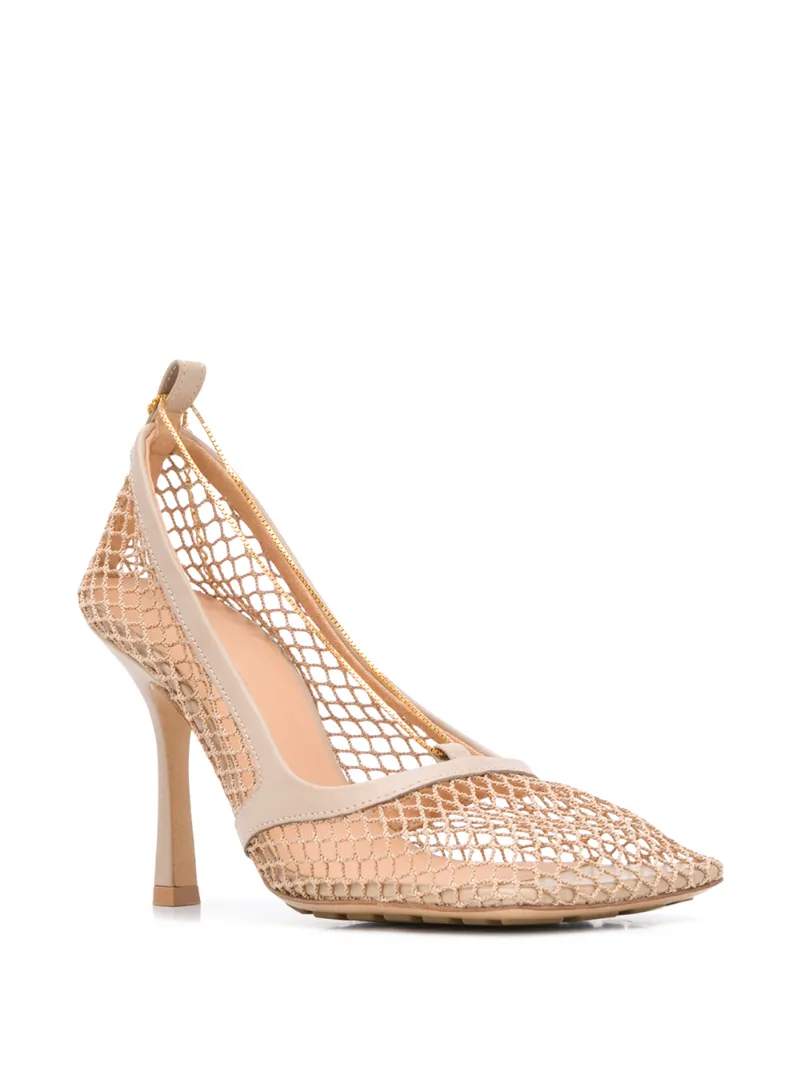 BOTTEGA VENETA CHAIN-EMBELISHED MESH PUMPS