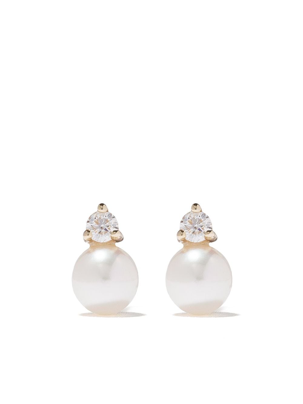 MIZUKI 14KT GOLD DIAMOND PEARL STUD EARRINGS