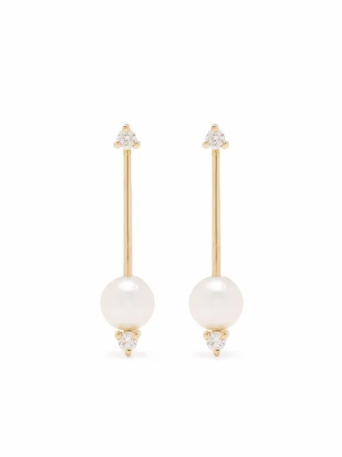 Mizuki Par de brincos Sea of Beauty de ouro 14k com diamante e pérola