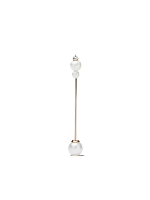 Mizuki 14kt Gold Sea of Beauty Kanzanshi Pearl Diamond Single Earrings