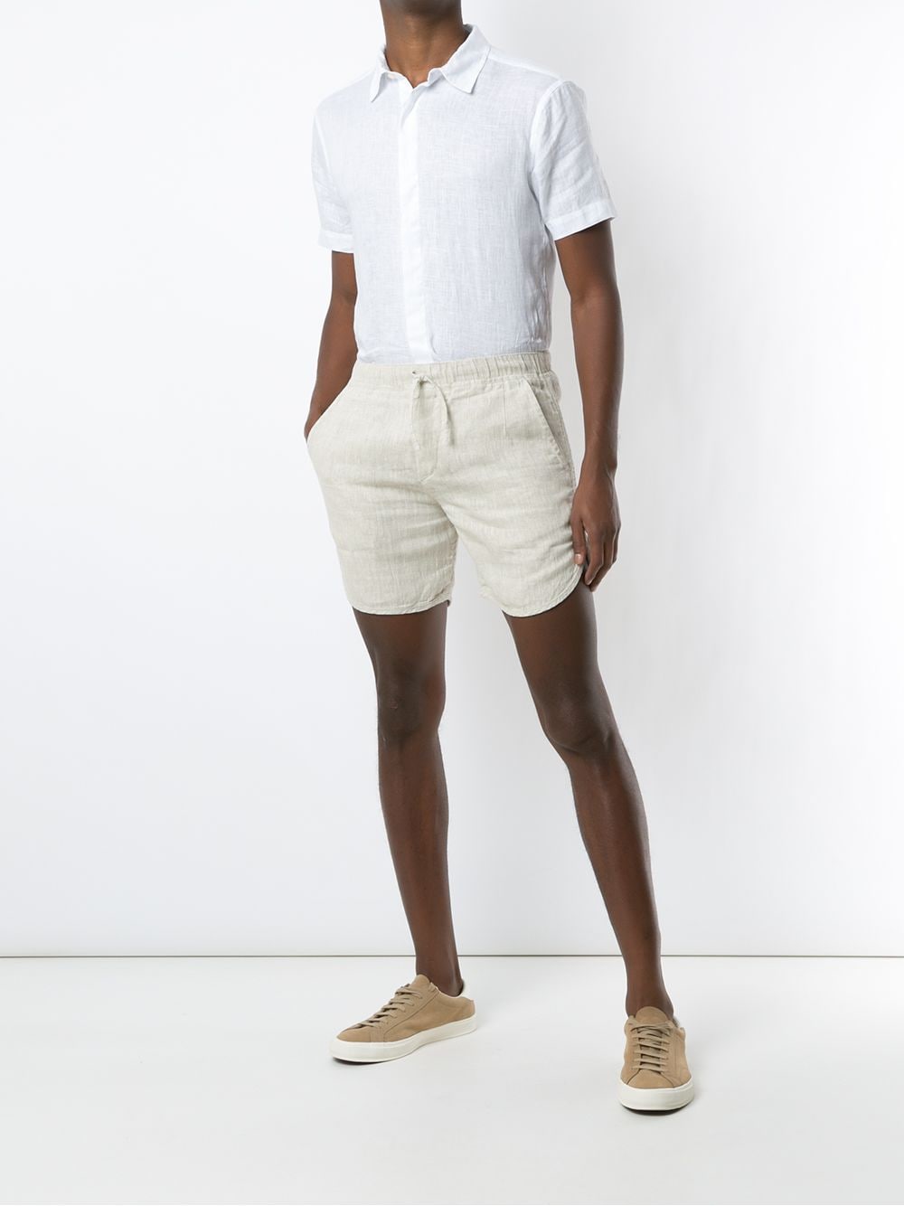 Shop Handred Linen Shorts In Neutrals