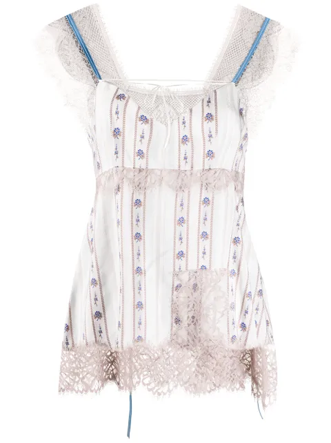 Lanvin floral-print lace-trimmed camisole