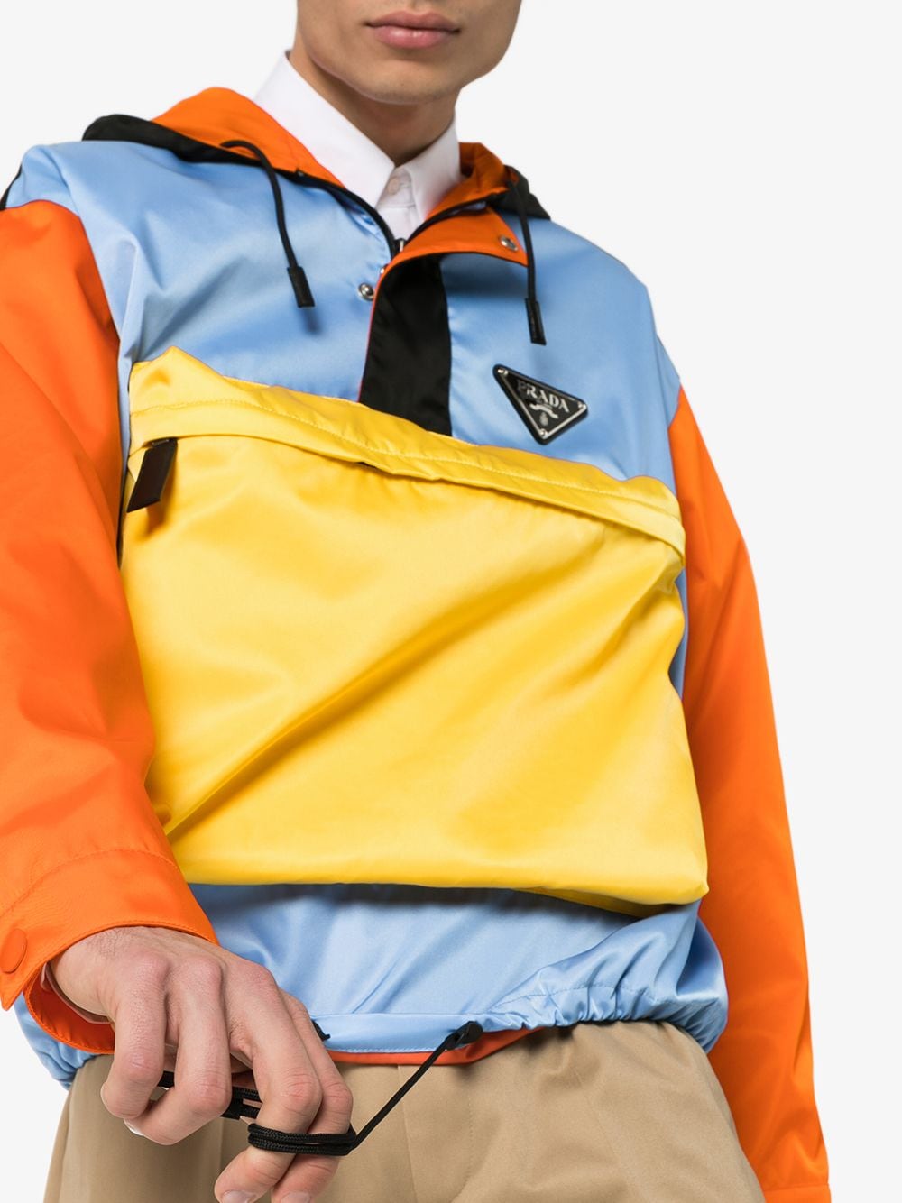 фото Prada куртка в стиле колор-блок с капюшоном