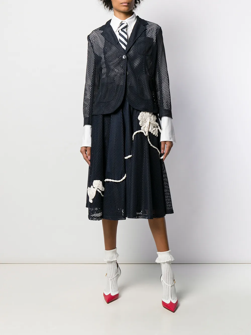  Thom Browne Blazer Aus Netzstoff   Blau 