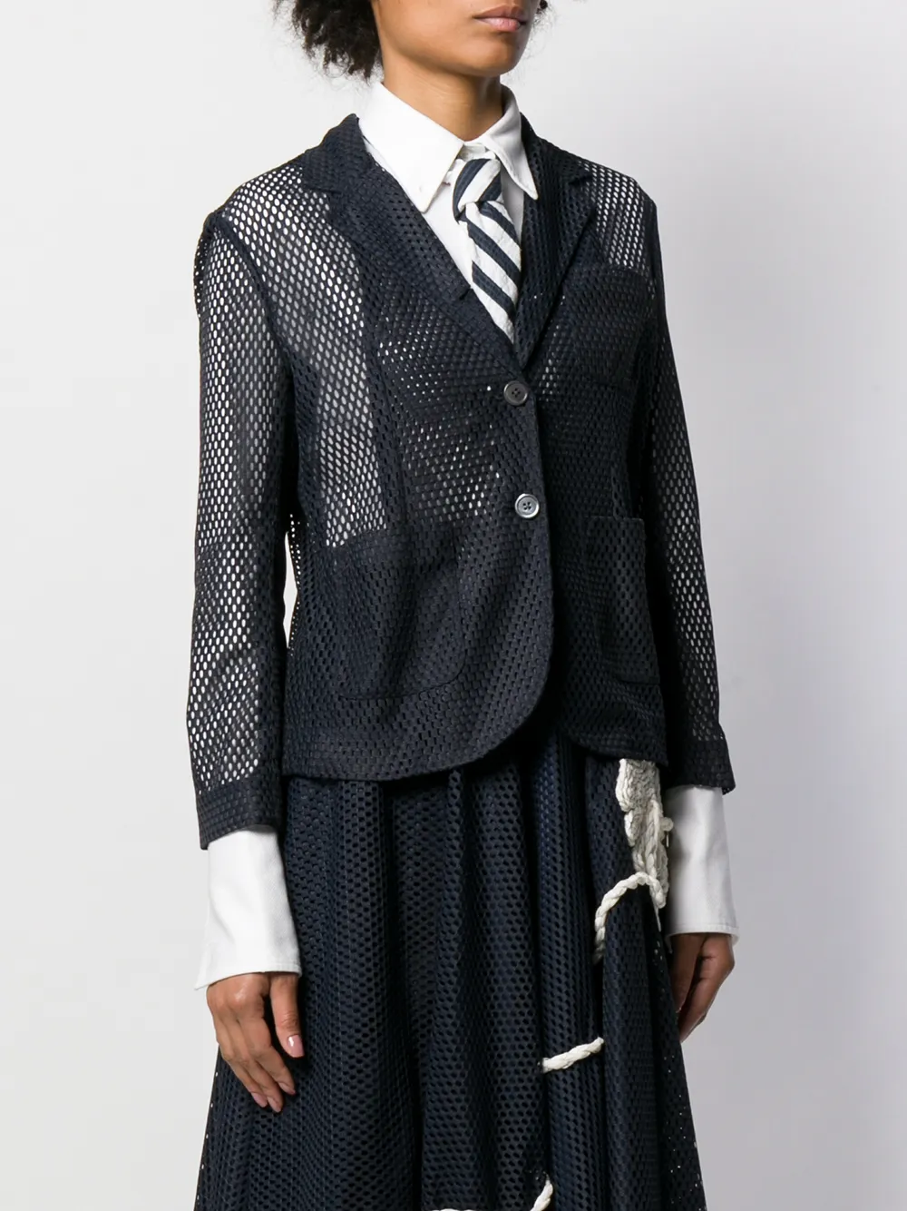  Thom Browne Blazer Aus Netzstoff   Blau 