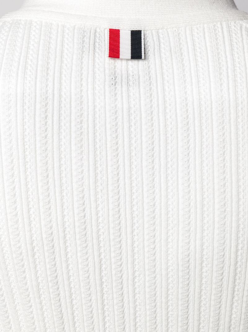 Shop Thom Browne Ribbed V Neck Cardigan In White