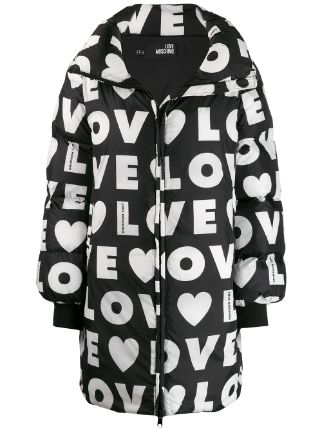love moschino printed logo puffer jacket