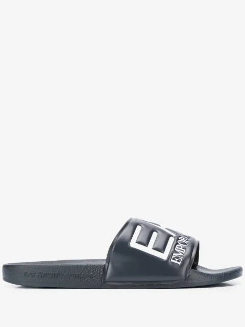 Ea7 Emporio Armani logo embossed slides