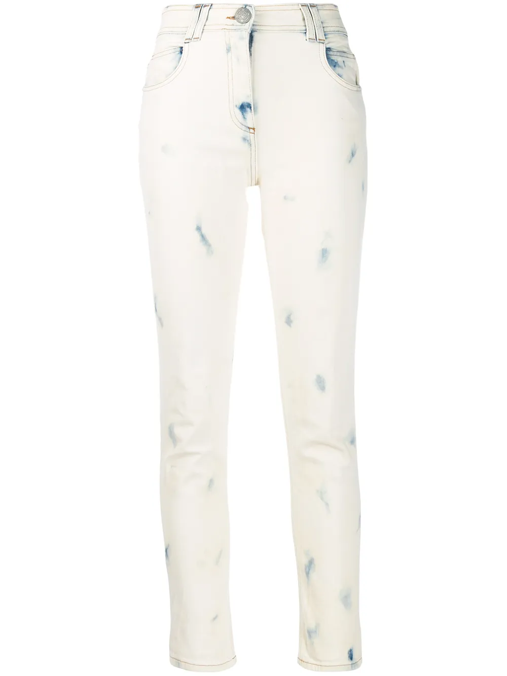 Balmain Bleached Mid-rise Skinny Jeans In Blue