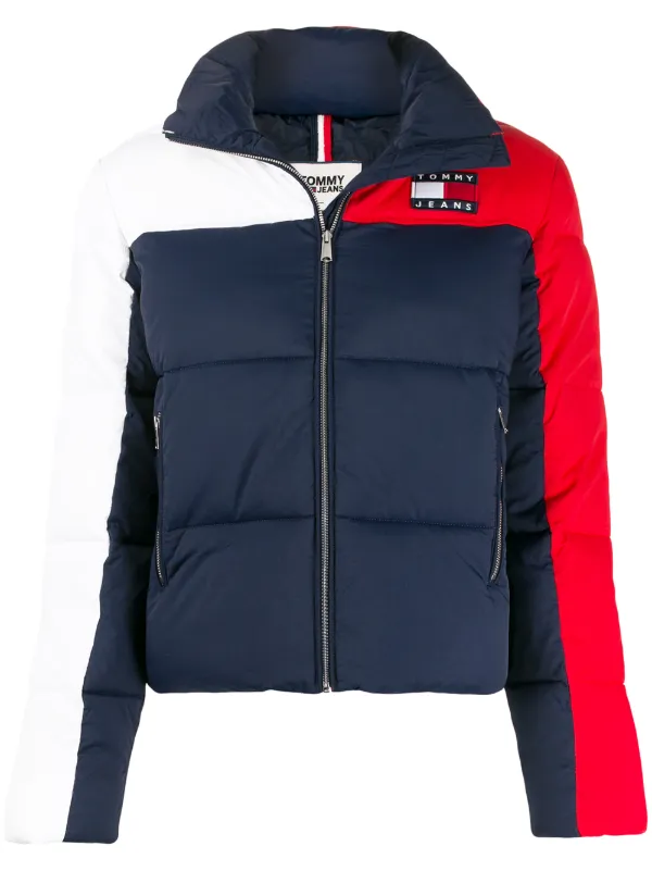 tommy jeans colour block puffer jacket