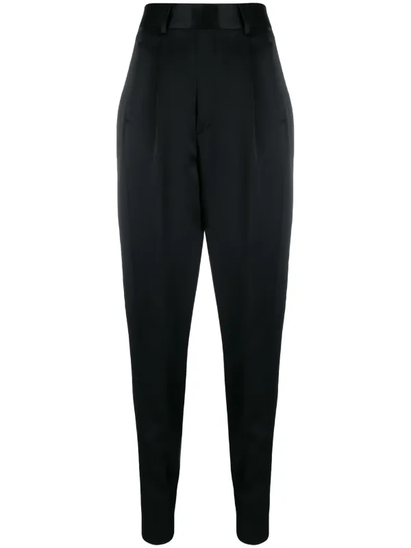 black high waisted tapered trousers