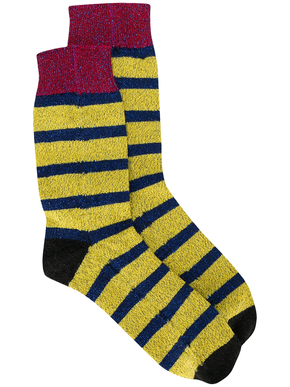 

La DoubleJ calcetines a rayas con efecto brillante - Amarillo