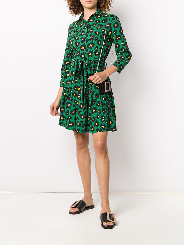 next green leopard print dress