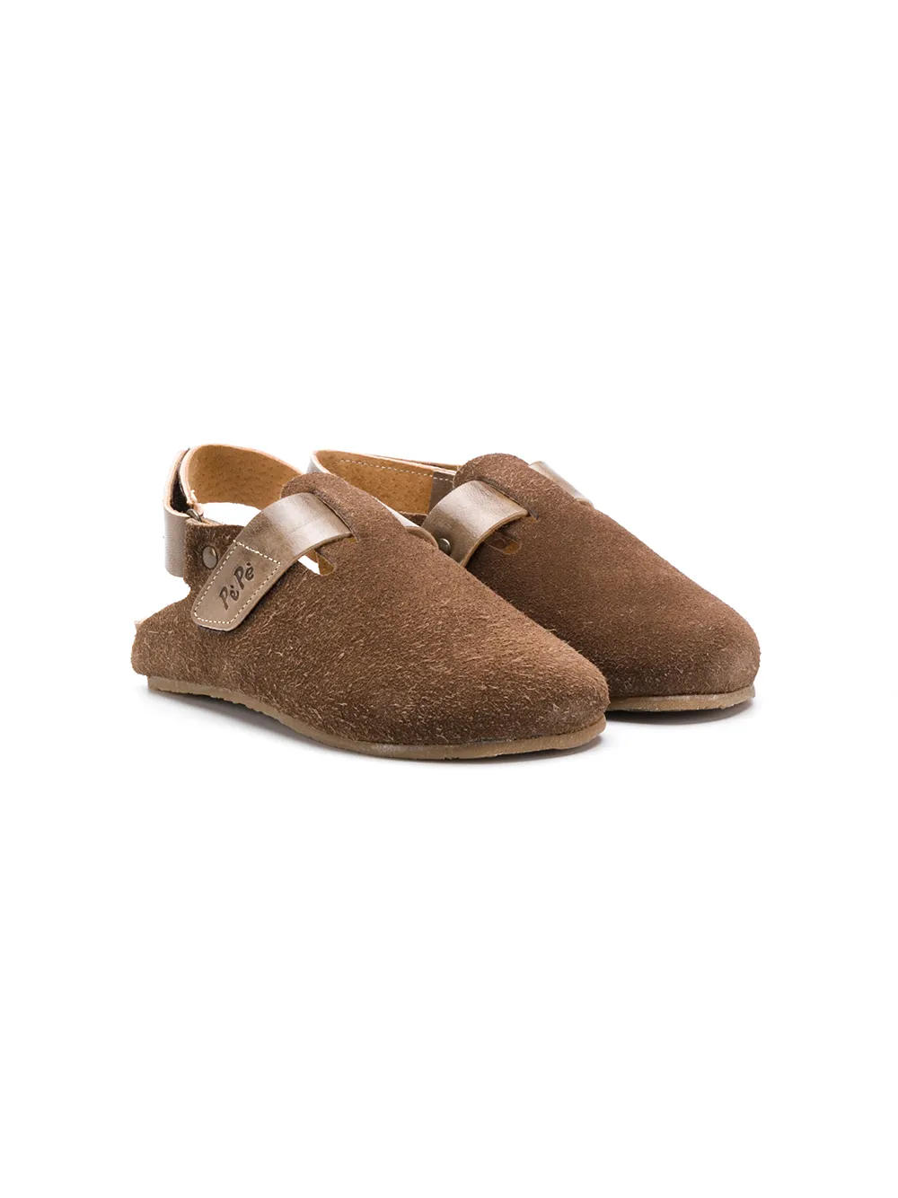 Pépé Kids textured slingback loafers Brown
