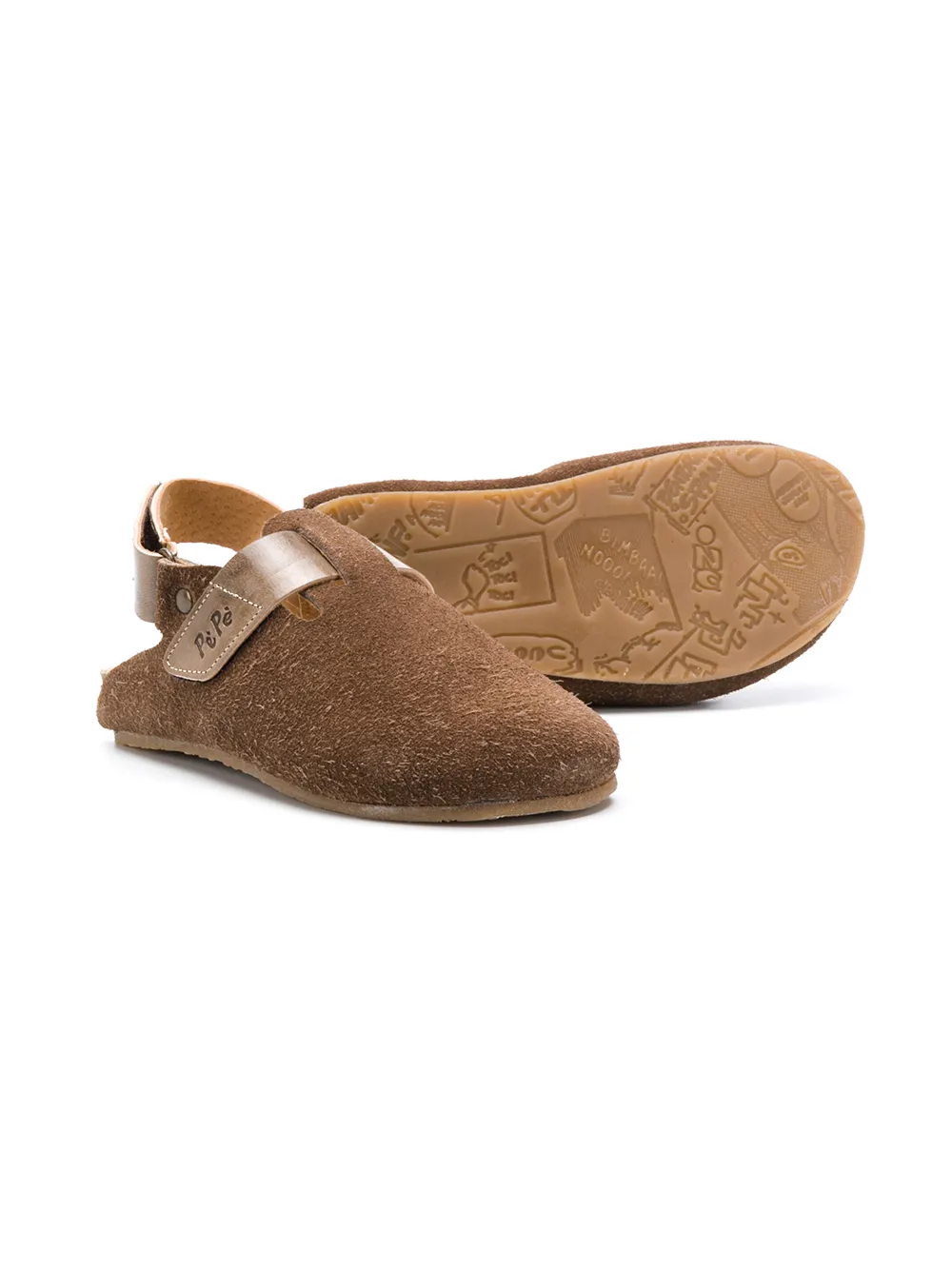 Pépé Kids Slingback loafers met textuur - Bruin