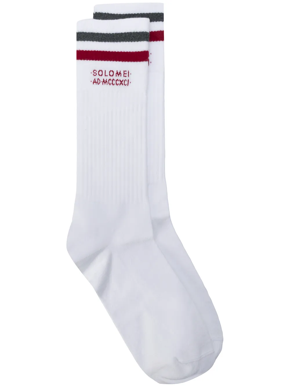 Brunello Cucinelli Contrasting Stripe Mid-length Socks In White