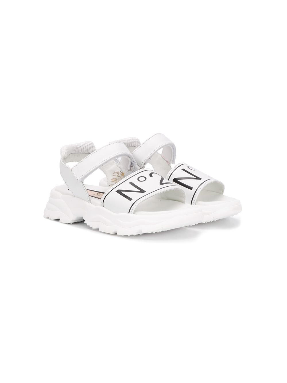 N°21 Kids' Touch-strap Logo Sandals In White